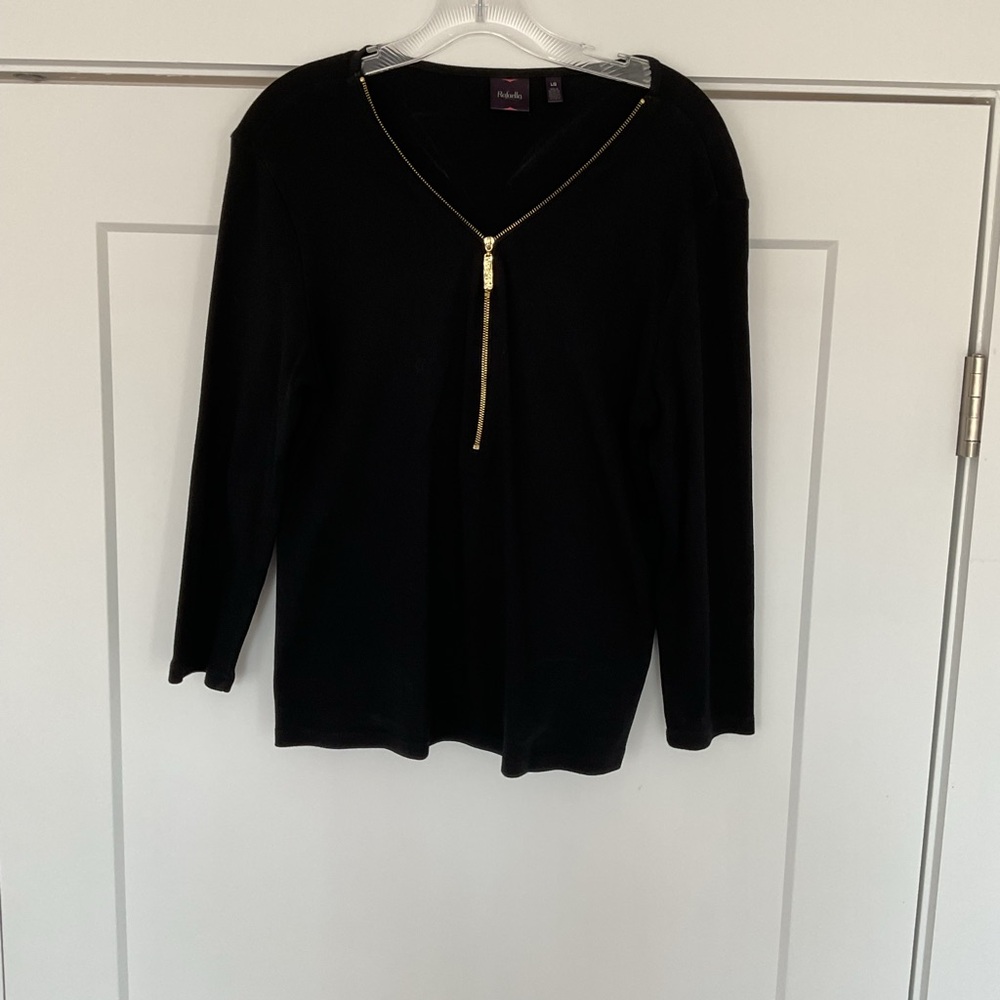 Rafaella Black Top with Gold Zipper